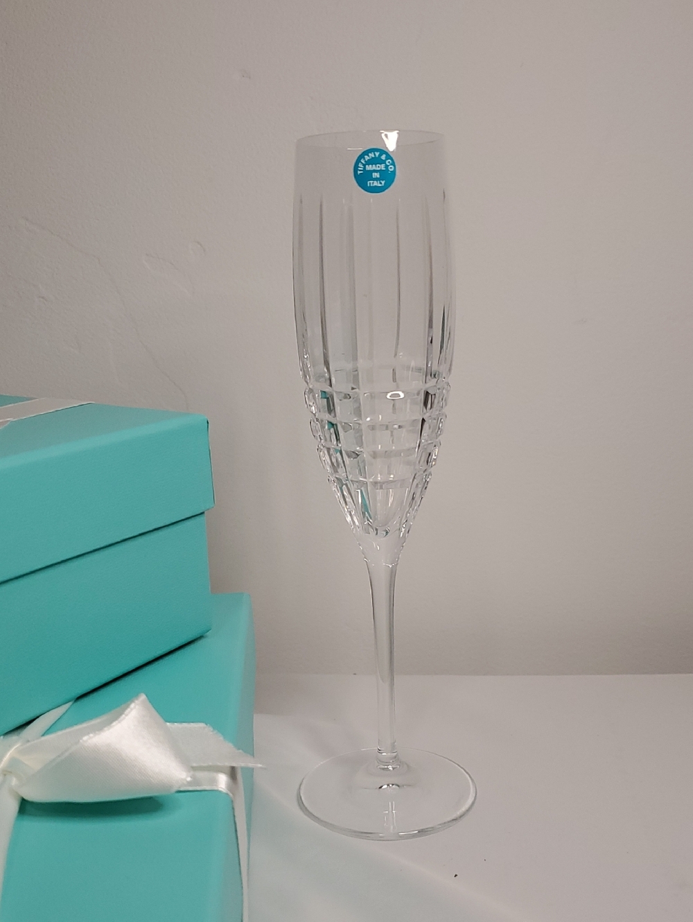 Tiffany & Co. Clear Crystal Flute Champagne Glass